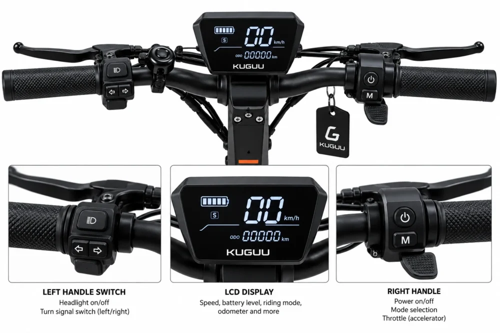 ASTER KUGUU F4 Pro electric scooter handlebar, LCD display and controls