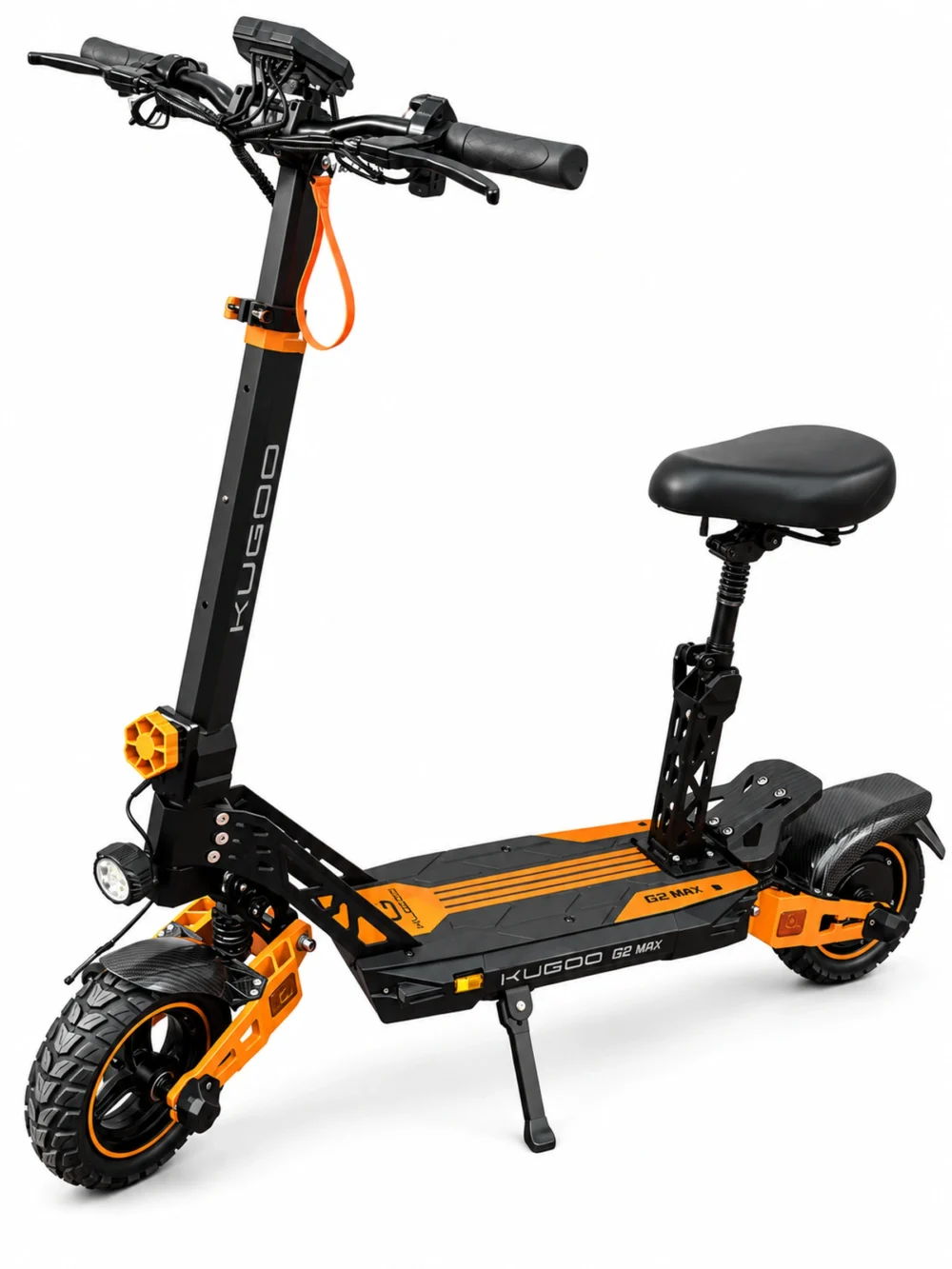 Kugoo G2 Max electric scooter with seat and front and rear spring suspension