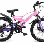 VLRA 20 inch kids full-suspension mountain bike in pink and purple