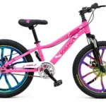 VLRA 22 inch kids bicycle in pink with rainbow mag wheels